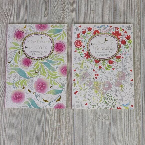 Mindfulness & Calm, Love & Friendship Adult Coloring Books Ink Inspiration - Picture 1 of 8